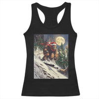 Christmas Bigfoot Skiing Racerback Tank Top Funny Santa Sasquatch Snowboard Ski Lover Skier - Wonder Print Shop
