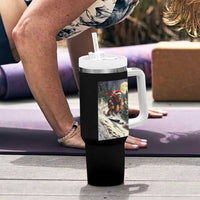 Christmas Bigfoot Skiing Tumbler With Handle Funny Santa Sasquatch Snowboard Ski Lover Skier - Wonder Print Shop