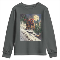 Christmas Bigfoot Skiing Youth Sweatshirt Funny Santa Sasquatch Snowboard Ski Lover Skier - Wonder Print Shop