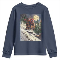 Christmas Bigfoot Skiing Youth Sweatshirt Funny Santa Sasquatch Snowboard Ski Lover Skier - Wonder Print Shop