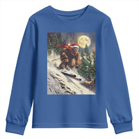 Christmas Bigfoot Skiing Youth Sweatshirt Funny Santa Sasquatch Snowboard Ski Lover Skier - Wonder Print Shop