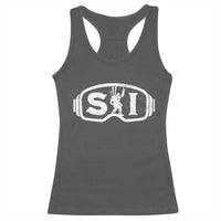 Bigfoot Skiing Racerback Tank Top Sasquatch Goggles Skiing Snow Ski Lover Skier - Wonder Print Shop