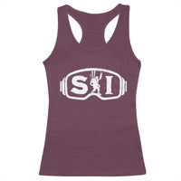Bigfoot Skiing Racerback Tank Top Sasquatch Goggles Skiing Snow Ski Lover Skier - Wonder Print Shop