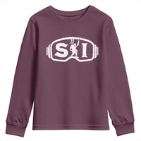 Bigfoot Skiing Youth Sweatshirt Sasquatch Goggles Skiing Snow Ski Lover Skier - Wonder Print Shop