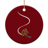 Bigfoot Skiing Ceramic Ornament Funny Sasquatch Ski Lover Mountain Skier Winter Sports - Wonder Print Shop