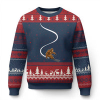 Bigfoot Skiing Ugly Christmas Sweater Funny Sasquatch Ski Lover Mountain Skier Winter Sports - Wonder Print Shop