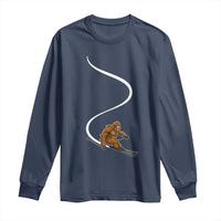 Bigfoot Skiing Long Sleeve Shirt Funny Sasquatch Ski Lover Mountain Skier Winter Sports - Wonder Print Shop