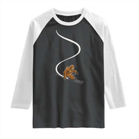 Bigfoot Skiing Raglan Shirt Funny Sasquatch Ski Lover Mountain Skier Winter Sports - Wonder Print Shop
