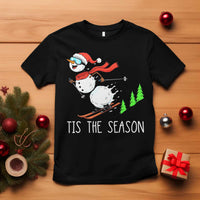 Funny Skiing Snowman T Shirt Funny Tis The Season Snow Ski Lover Skier - Wonder Print Shop