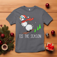 Funny Skiing Snowman T Shirt Funny Tis The Season Snow Ski Lover Skier - Wonder Print Shop