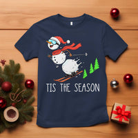Funny Skiing Snowman T Shirt Funny Tis The Season Snow Ski Lover Skier - Wonder Print Shop