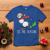 Funny Skiing Snowman T Shirt Funny Tis The Season Snow Ski Lover Skier - Wonder Print Shop
