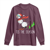 Funny Skiing Snowman Long Sleeve Shirt Funny Tis The Season Snow Ski Lover Skier - Wonder Print Shop