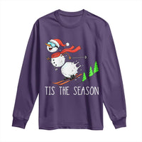 Funny Skiing Snowman Long Sleeve Shirt Funny Tis The Season Snow Ski Lover Skier - Wonder Print Shop