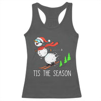 Funny Skiing Snowman Racerback Tank Top Funny Tis The Season Snow Ski Lover Skier - Wonder Print Shop