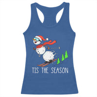 Funny Skiing Snowman Racerback Tank Top Funny Tis The Season Snow Ski Lover Skier - Wonder Print Shop