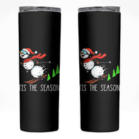 Funny Skiing Snowman Skinny Tumbler Funny Tis The Season Snow Ski Lover Skier - Wonder Print Shop