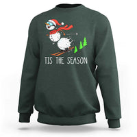 Funny Skiing Snowman Sweatshirt Funny Tis The Season Snow Ski Lover Skier - Wonder Print Shop