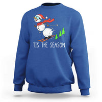 Funny Skiing Snowman Sweatshirt Funny Tis The Season Snow Ski Lover Skier - Wonder Print Shop