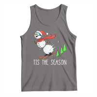 Funny Skiing Snowman Tank Top Funny Tis The Season Snow Ski Lover Skier - Wonder Print Shop