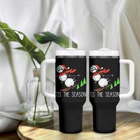 Funny Skiing Snowman Tumbler With Handle Funny Tis The Season Snow Ski Lover Skier - Wonder Print Shop