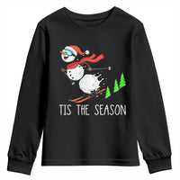 Funny Skiing Snowman Youth Sweatshirt Funny Tis The Season Snow Ski Lover Skier - undefined