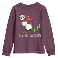 Funny Skiing Snowman Youth Sweatshirt Funny Tis The Season Snow Ski Lover Skier - undefined