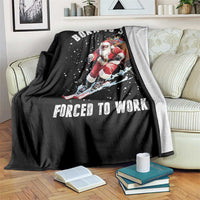 Skiing Santa Christmas Throw Blanket Funny Born to Ski Forced to Work - Wonder Print Shop