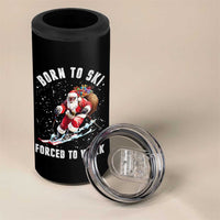 Skiing Santa Christmas 4 in 1 Can Cooler Tumbler Funny Born to Ski Forced to Work - Wonder Print Shop