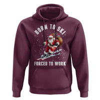 Skiing Santa Christmas Hoodie Funny Born to Ski Forced to Work - Wonder Print Shop