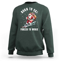 Skiing Santa Christmas Sweatshirt Funny Born to Ski Forced to Work - Wonder Print Shop