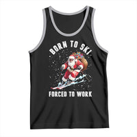 Skiing Santa Christmas Tank Top Funny Born to Ski Forced to Work - Wonder Print Shop