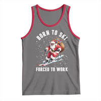 Skiing Santa Christmas Tank Top Funny Born to Ski Forced to Work - Wonder Print Shop