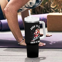Skiing Santa Christmas Tumbler With Handle Funny Born to Ski Forced to Work - Wonder Print Shop