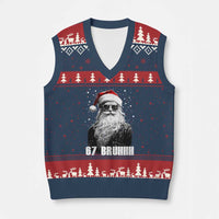Cool Santa Claus Six Seven 67 Meme V-Neck Knit Sweater Vest Funny 6 7 Gen Alpha Slang Viral Meme - Wonder Print Shop