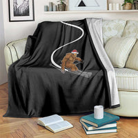 Christmas Bigfoot Skiing Throw Blanket Funny Santa Sasquatch Ski Lover Mountain Skier Winter Sports - Wonder Print Shop