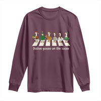 Funny Christmas Goose Long Sleeve Shirt Festive Goose On The Loose Xmas Meme - Wonder Print Shop