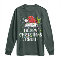 Merry Christmas Bruh Long Sleeve Shirt Funny Saying Santa Claus Christmas Lights Pajama