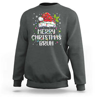 Merry Christmas Bruh Sweatshirt Funny Saying Santa Claus Christmas Lights Pajama - Wonder Print Shop