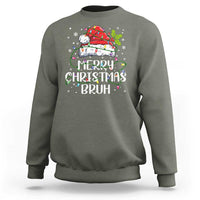 Merry Christmas Bruh Sweatshirt Funny Saying Santa Claus Christmas Lights Pajama - Wonder Print Shop