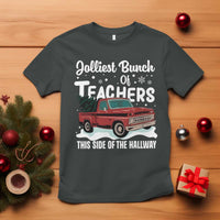 Teacher Christmas T Shirt Vintage Jolliest Bunch Of Teachers This Side Of The Hallway - Wonder Print Shop