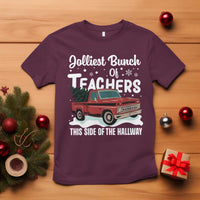 Teacher Christmas T Shirt Vintage Jolliest Bunch Of Teachers This Side Of The Hallway - Wonder Print Shop