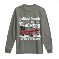Teacher Christmas Long Sleeve Shirt Vintage Jolliest Bunch Of Teachers This Side Of The Hallway