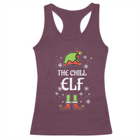 Funny Christmas Chill Guy Racerback Tank Top The Chill Elf Meme Xmas Family Match