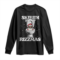 Funny Christmas Long Sleeve Shirt Skibidi Rizzmas Rizz Santa Toilet Kid Cool