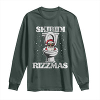 Funny Christmas Long Sleeve Shirt Skibidi Rizzmas Rizz Santa Toilet Kid Cool