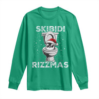 Funny Christmas Long Sleeve Shirt Skibidi Rizzmas Rizz Santa Toilet Penguin Kid Cool