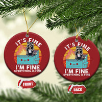 Funny Racoon Christmas Ornament Eating Instant Noodle Cup Dumpster Fire Everything Is Fine Meme - Wonder Print Shop