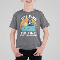 Funny Racoon T Shirt For Kid Eating Instant Noodle Cup Dumpster Fire Everything Is Fine Meme - Wonder Print Shop