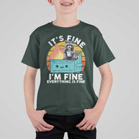 Funny Racoon T Shirt For Kid Eating Instant Noodle Cup Dumpster Fire Everything Is Fine Meme - Wonder Print Shop